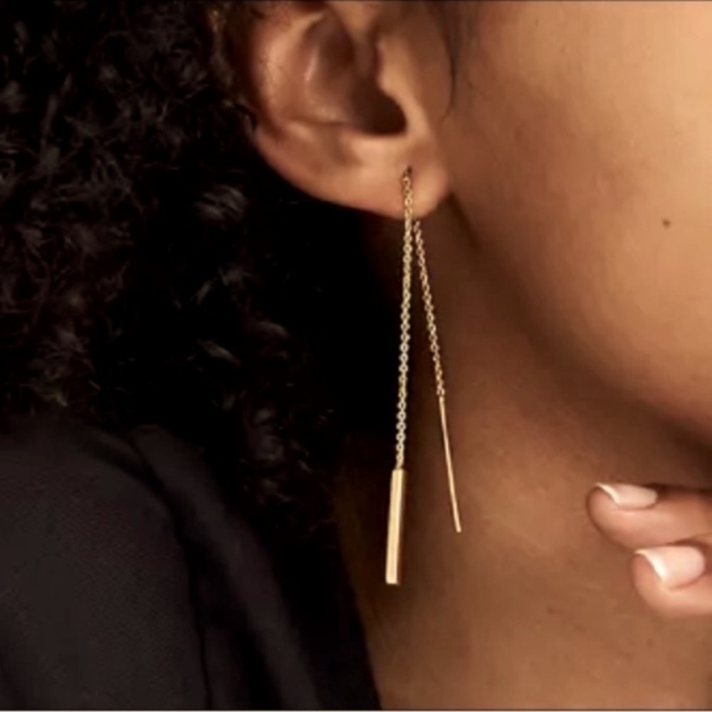 NWOT madewell gold threader bar drop earrings